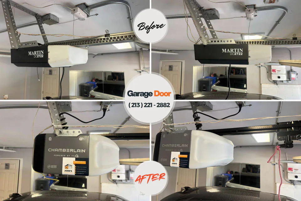 Before and after: garage door opener repair Harrisburg, NC